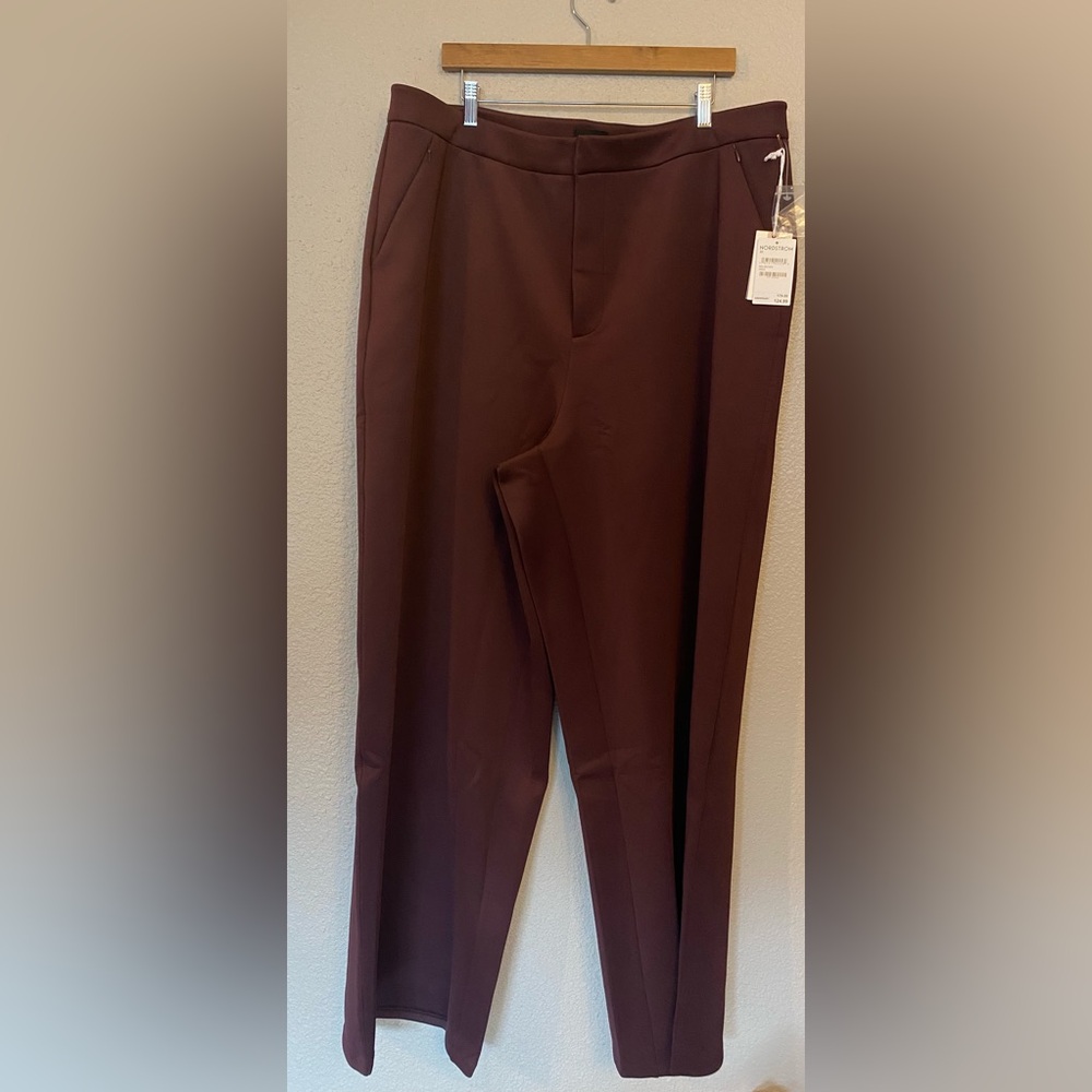 NWT GOOD AMERICAN Column Scuba Stretch Pants In Malbec003 Size 22 - Picture 3 of 11
